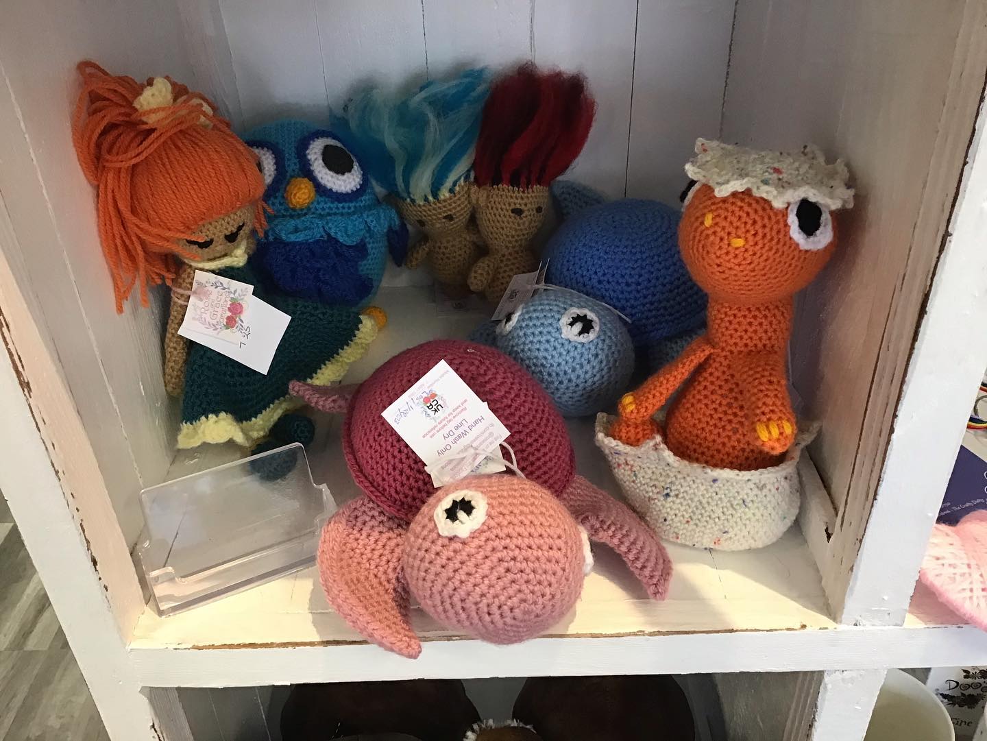 Selection of knitted toys available at Myriad, Ellon