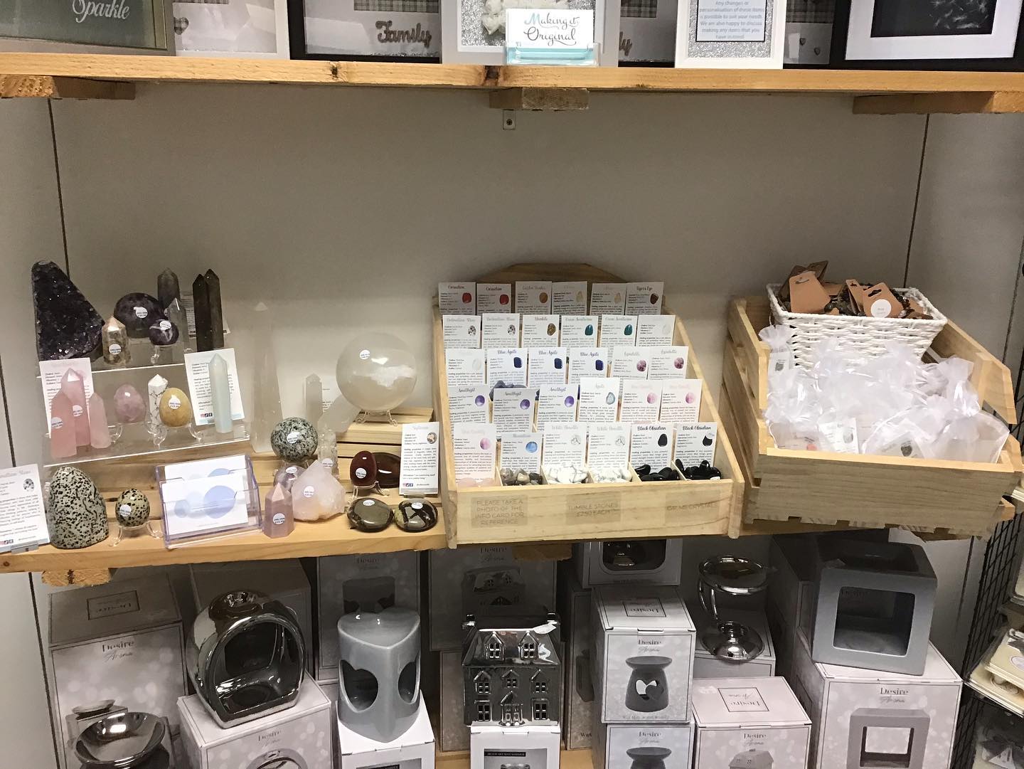 Selection of crystals available at Myriad, Ellon