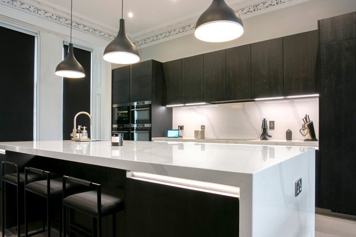 Rotpunkt Kitchens beautiful Zerox SY Sherwood Black doors designed by John Willox Kitchen Design, Ellon