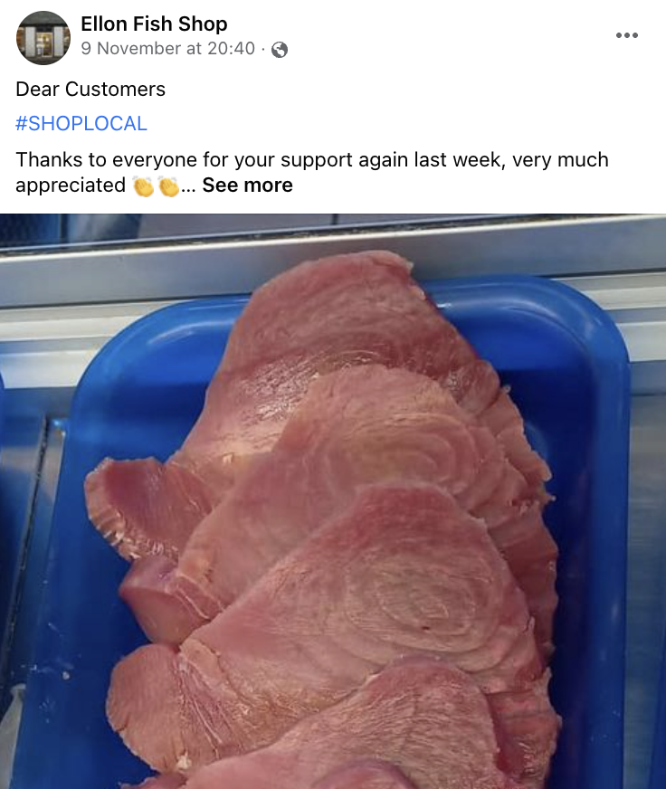 Ellon Fish Shop, Facebook Post