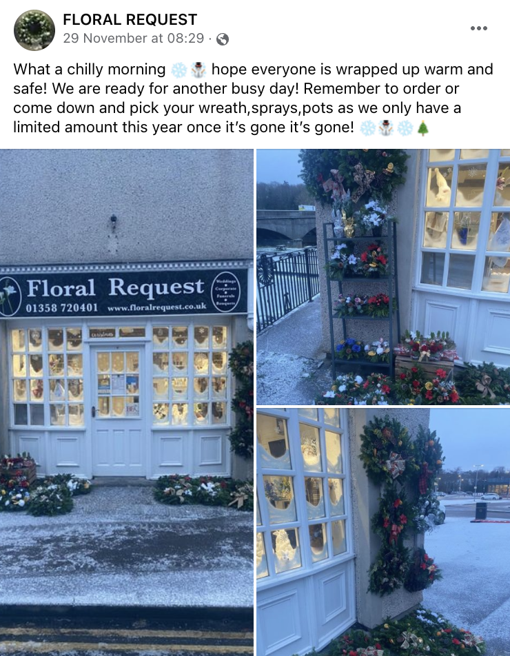 Floral Request, Ellon, Facebook Post
