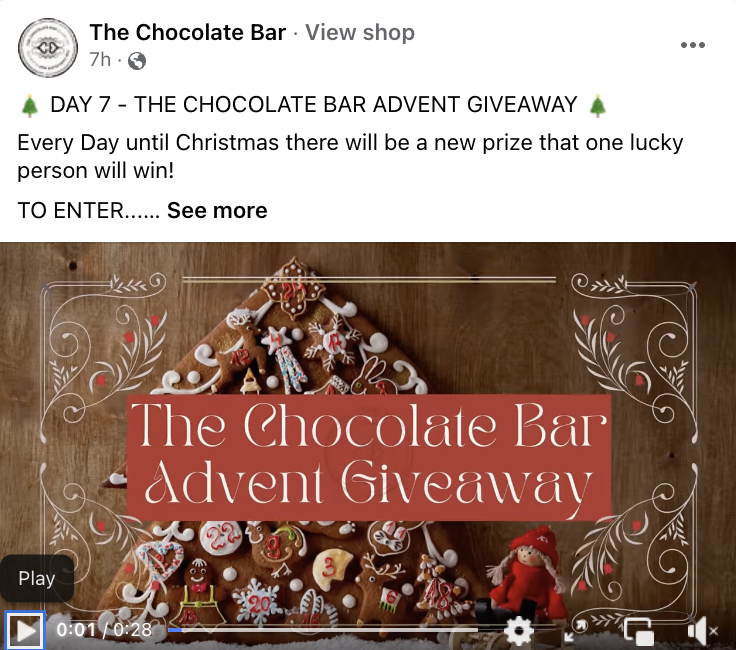 The Chocolate Bar, Ellon, Advent Facebook Post
