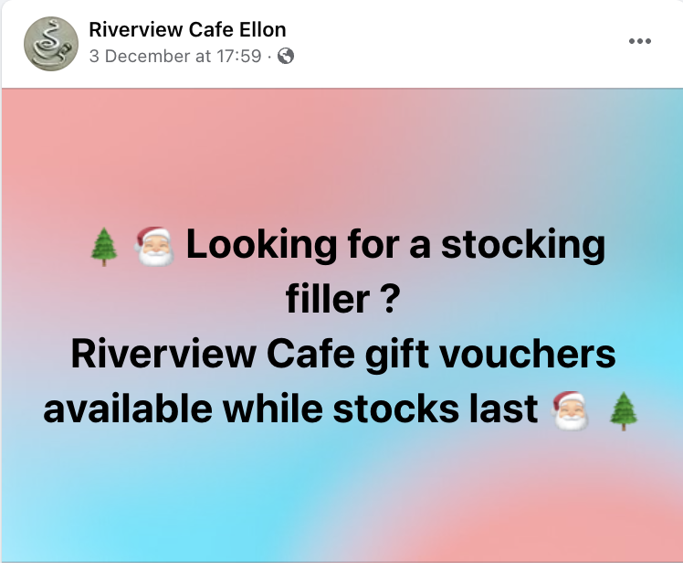 Riverview Cafe, Ellon, Gift Voucher Facebook Post