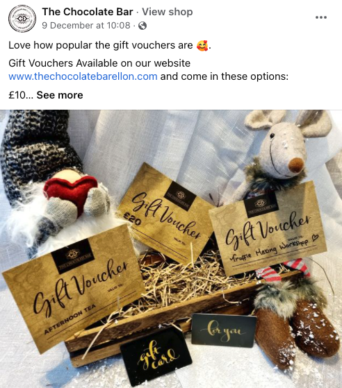 The Chocolate Bar, Ellon, Gift Voucher Facebook Post