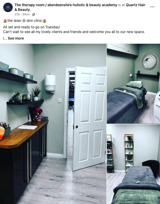 The Therapy Room, Ellon, Facebook Post